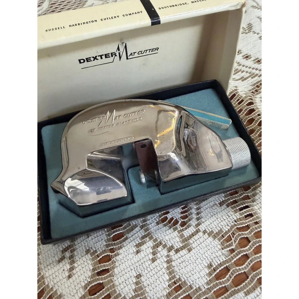 Vintage Dexter M Mat Cutter Russell Harrington Cutlery Co Chrome USA Made Boxed